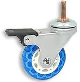 Translucent Skate Wheel Caster, Neon Blue / White Wheel, Satin Chrome Yoke, Swivel Plate With Brake - Item #100-64-NBWH-SC-SP-WB 2-1/2 in.
