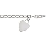 14K White Gold Hollow Light Heart Charm Bracelet - 7.5 inches