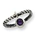 Sterling Silver Antiqued Amethyst Dangle Ring title=