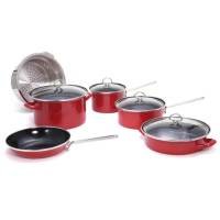 Chantal 10 Piece Enamel-on-Steel Cookware Set, Chili Red Glossy