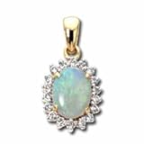 14kt Gold Opal and Diamond Pendant