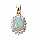 0.25Ct.T.W. Round Brilliant Cut Diamonds, Oval Shaped White Opal, 14K Gold. Opal & Diamond Pendant