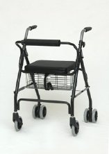 Aluminum Rollator with Pushdown Brakes & Basket - Burgundy