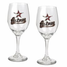 Houston Astros 2 Piece Wine Glass Set