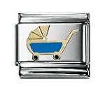Baby Carriage Baby Blue Classic Enamel, Italian Charm by Nomination Charms
