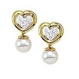 14K Pearl & Diamond Earrings