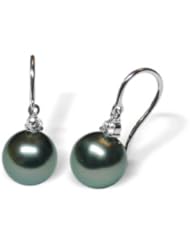18K white gold Novia Black Tahitian cultured pearl and diamond earring