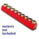 1/2 In Drive Shallow / Deep Socket Organizer w/ Magnetic Base - Rocket Red