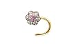 Flat Fitting - Nickel Free - High Quality Flower Nose Screw Clear and Pink CZ