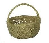 Dollhouse Miniature Round Basket with Handle