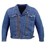 Men's Vented Denim Motorcycle Jacket with Removable Protection MJ411 Blue Denim