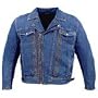 Denim Jacket - Men's Vented Denim Motorcycle Jacket with Removable Armor MJ411 Blue Denim