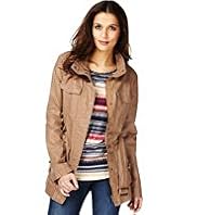 Indigo Collection Pure Cotton Waxy Jacket with Belt