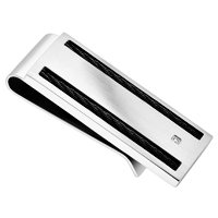 Mens Stainless Steel Money Clip with Black Cable and Diamond Accents by 