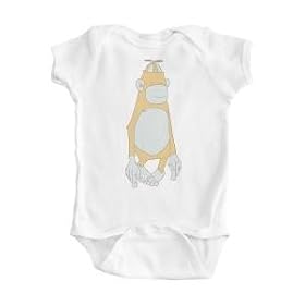 Boy's White Apericots Monkey with Hat Design Organic Onesie