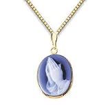 Praying Hands Oval Genuine Agate Cameo Pendant - B0000T7BM6