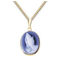 Praying Hands Oval Genuine Agate Cameo Pendant by Fred Meyer Jewelers