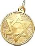 Star of David on Disc, 14K Gold Charm