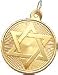 Star of David on Disc, 14K Gold Charm