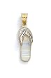 14k Two-Tone Diamond-Cut Light Opal Flip-Flop Pendant - JewelryWeb
