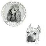 American Staffordshire Terrier Heart Shaped Plate, Porcelain by Rosalinde (8' diameter)