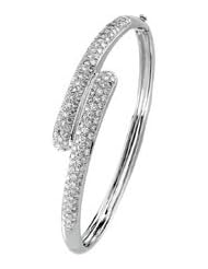 14K White Gold 3 ct tw Pave Diamond Bangle Bracelet