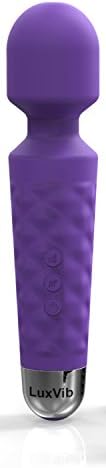 LuxVib Long Flexible Neck Vibrating Wand / 20 Pulsating Patterns / 8 Powerful Speeds / Water Proof / Rechargeable Therapeutic Silicone Wand Massager (Purple)
