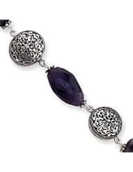 Sterling Silver 8.5 Antiqued Amethyst Stones Bracelet