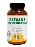 Country Life - Betaine Hydrochloride With Pepsin - 250 Tablets