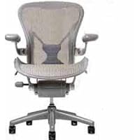 Aeron Chair by Herman Miller - Home Office Desk Task Chair Fully Loaded Highly Adjustable Medium Size (B) - PostureFit Lumbar Back Support Cushion Titanium Smoke Frame Classic Quartz Pellicle