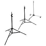 Speedotron Heavy Duty 9' Lightstand with 5/8 Mounting Stud, 4 Sections with 3 Risers, Black Anodized.