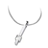 14K White Gold Created Moissanite Pendant Slide On 18 Inch Round Snake Chain