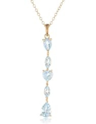18k Yellow Gold Plated Sterling Silver Heart and Teardrop Linear Pendant Necklace, 18"