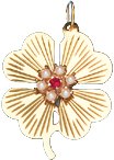 Clover with Cluster, 14K Gold Charm