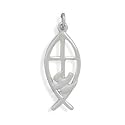 Ichthys Christian Fish Charm with Satin Dove Sterling Silver