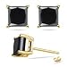 Black Diamond Princess Studs 2 1/2 Ct AAA QUALITY in 14K Yellow Gold