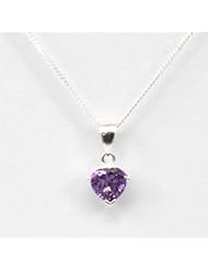 The Olivia Collection Sterling Silver Purple Cz Heart 6mm Pendant On 18" Chain