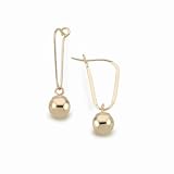 14k Yellow Gold Flattened Kidney Wire with 6mm Yellow Gold Ball Drop Earrings