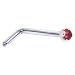 Solid 14KT White Gold 1.5mm Genuine Ruby L-Shaped Nose Ring - 20 Gauge