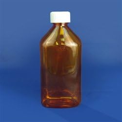 Amber Oval Pharmacy Bottles, Child Resistant Caps, 12 oz, case/50