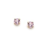 14k Gold 3MM Round Pink Cubic Zirconia Earrings