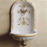 Herbeau 0201 Berain Bleu Niche 14-1/2 Wall Mounted Earthenware Fountain - 0201