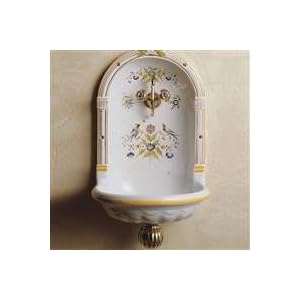 Herbeau 0201 Moustier Polychrome Niche 14-1/2" Wall Mounted Earthenware Fountain