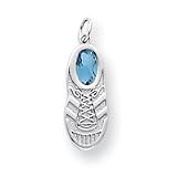 14k White Gold Blue Topaz Baby Shoe Birthstone Charm