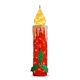 IMAGE OF Red Sisal Candle with Clear Lights - 48 Inch