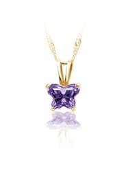 Butterfly CZ Birthstone Pendant or Necklace Pendant with Box FEBRUARY