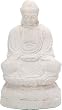 Statue/incense Hldr - Buddha White Stone 7.5inh