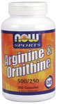 Arginine & Ornithine by NOW Foods - Mental Fitness (500 mg - 250 Capsules)