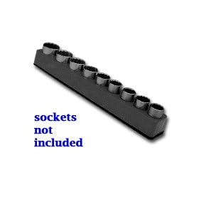 1/2 In Drive Shallow / Deep Socket Organizer w/ Magnetic Base - Black