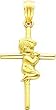 14K Gold Praying Boy Cross Pendant